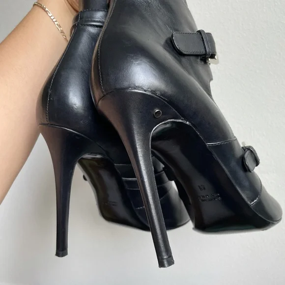 Laurence Dacade Black Leather Biker Bootie Heels - Picture 7 of 14